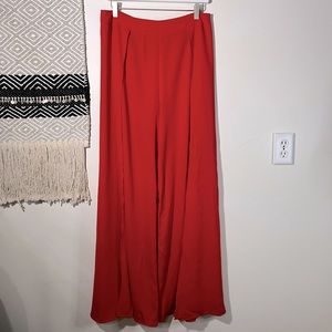 Lulus red wide leg high waisted pants with side slits
